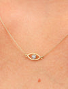 14K Solid Gold Evil Eye Diamond Necklace