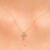 14K Solid Gold Cross Necklace with Diamonds